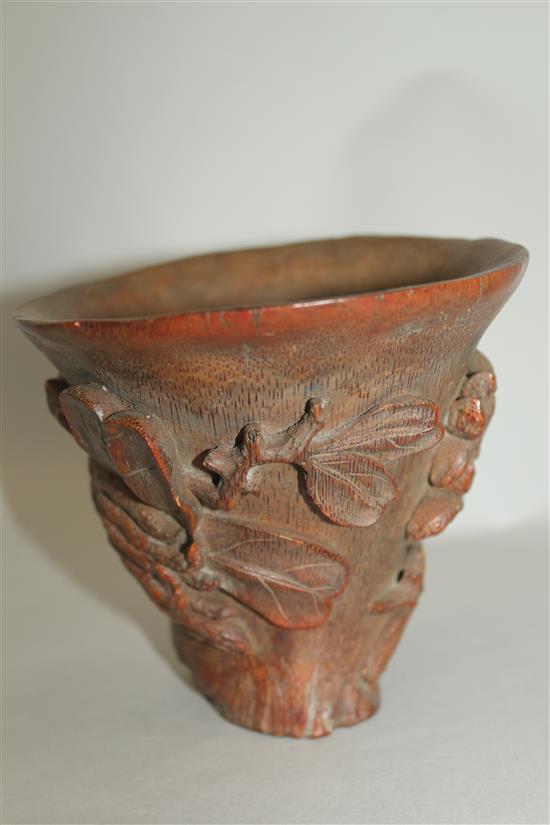 A Chinese bamboo libation cup, 12.5cm